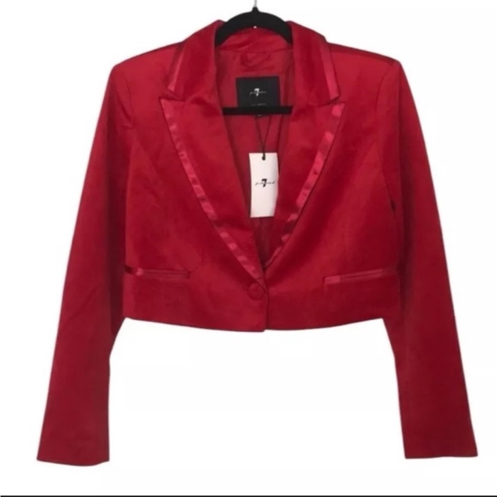 7 For All Mankind Women's Scarlet Velvet Cropped Blazer